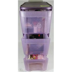PURPLE 3-TIER STORAGE CONTAINER FULL OF