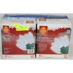 2 NEW BOXES OF 35 LED CLEAR LIGHTS & 4'X6' NETTING