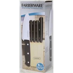 NEW FABREWARE 7 PC KNIFE AND BLOCK SET