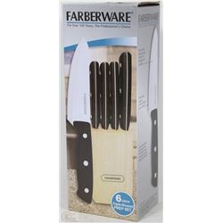 NEW FABREWARE 7 PC KNIFE AND BLOCK SET