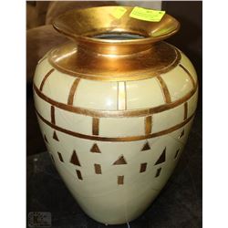 CONTEMPORARY STYLE IVORY FINISH & GOLD LEAF VASE