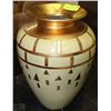 Image 1 : CONTEMPORARY STYLE IVORY FINISH & GOLD LEAF VASE