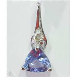 #1-14KT WHITE GOLD TANZANITE &  DIAMOND PENDANT