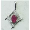 Image 3 : #3-ST SILVER RUBY PENDANT, EARRINGS & RING SET