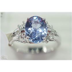 #6-14KT WHITE GOLD TANZANITE & DIAMOND RING