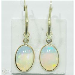 #8-14KT YELLOW GOLD OPAL & DIAMOND EARRINGS