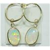 Image 2 : #8-14KT YELLOW GOLD OPAL & DIAMOND EARRINGS