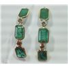 Image 3 : #10-14KT Y-GOLD EMERALD & DIAMOND EARRINGS