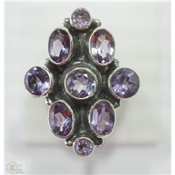 #18-STERLING SILVER AMETHYST RING SIZE 6