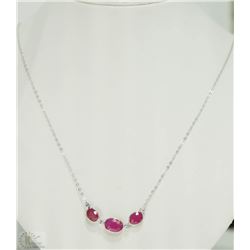 #22-14KT WHITE GOLD RUBY&WHITE SAPPHIRE NECKLACE