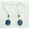 Image 1 : #24-14KT WHITE GOLD SAPPHIRE & EMERALD EARRINGS