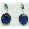 Image 2 : #24-14KT WHITE GOLD SAPPHIRE & EMERALD EARRINGS
