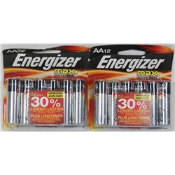 LOT OF TWO -12PACK AA ENERGIZER BATTERIES