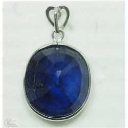 #26-14KT WHITE GOLD SAPPHIRE & DIAMOND PENDANT