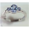 Image 2 : #27-STERLING SILVER TANZANITE RING SIZE 8
