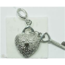 #34-STERLING SILVER DIAMOND LOCK & KEY PENDANT