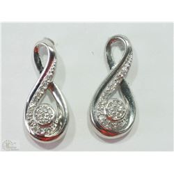 #37-STERLING SILVER DIAMOND EARRINGS