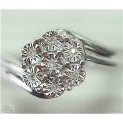 #38-STERLING SILVER 7 DIAMOND RING