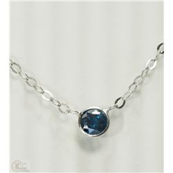 #39-10KT WHITE GOLD BLUE DIAMOND NECKLACE
