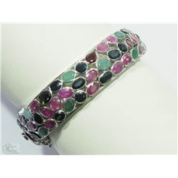 #42-ST SILVER EMERALD,SAPPHIRE &RUBY BANGLE