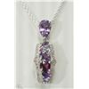 Image 1 : #43-ST SILVER AMETHYST, GARNET&DIAMOND NECKLACE