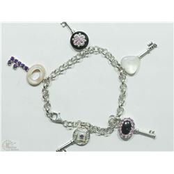 #47-STERLING SILVER KEY STYLE BRACELET