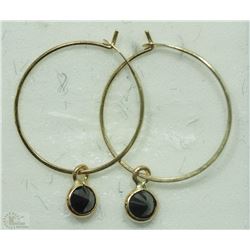 #48-14KT YELLOW GOLD BLACK DIAMOND EARRINGS