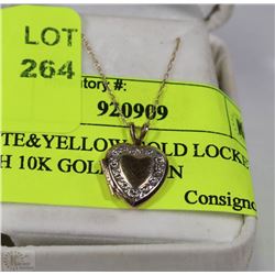 WHITE&YELLOW GOLD LOCKET 10KT WITH 10KT GOLD CHAIN
