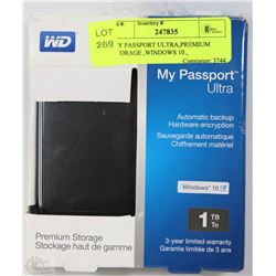 MY PASSPORT ULTRA,PREMIUM STORAGE ,WINDOWS 10 ,