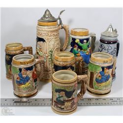 FLAT OF 8 BEER STEINS