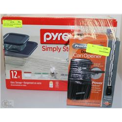 NEW PYREX 12PC GLASS STORAGE WITH CAN OPENER