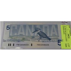 33) 1986 UNC REPLACEMENT $5 CANADA NOTE
