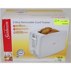 NEW SUNBEAM 2 SLIDE RETRACTABLE CORD TOASTER