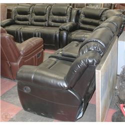 NEW BLACK LEATHERETTE DELUXE RECLINING SECTIONAL