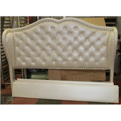 SHOWHOME KINGSIZE BEIGE DELUXE NAILHEAD BEDFRAME