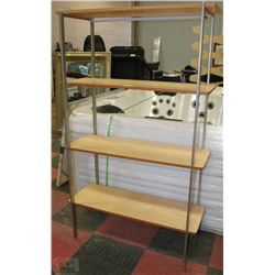 4 SHELF  WOOD AND METAL SHELVING UNIT