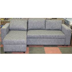 NEW GREY FABRIC PULLOUT SECTIONAL
