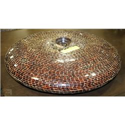 LARGE 20" W DECORATIVE MOSAIC FLAT VASE