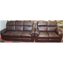 WHISTLER BROWN LEATHER/PVC RECLINING SOFA  AND