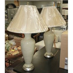 2 MATCHING GREENISH TONE TABLE LAMPS