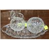 Image 1 : PINWHEEL CRYSTAL CREAMER & SUGAR BOWL WITH TRAY