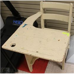 ANTIQUE SCHOOL DESK WITH DOVE TAILED DRAWER