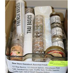 TRAY WITH NEW SPICES, HIMALAYAN SALTS, TRUFFLE