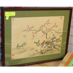 BIRDS AND FLOWERS ALBUM INK AND COLORS ON SILK