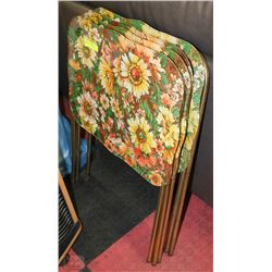 SET OF 4 VINTAGE FLORAL TV TRAYS