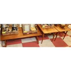 MAPLE COFFEE TABLE SOLD WITH 2 END TABLES