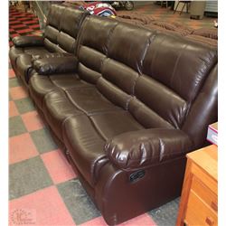 NEW MARTIN BROWN LEATHERETTE RECLINING SOFA AND
