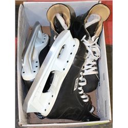 BOX W/2 PAIR OF MEN'S BAUER HOCKEY