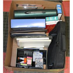 BOX W/OFFICE SUPPLIES INCL. INTERVIEW KIT
