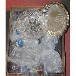 BOX W/PLATTER, PEDESTAL CANDY DISH,